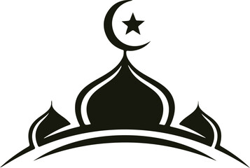 Islamic crescent star symbol on a black dome crown illustration © Kabir 2.0