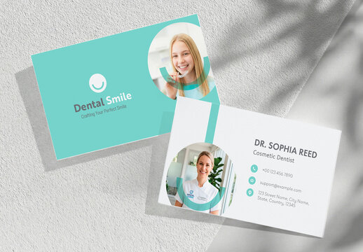 Modern Dental Clinic Business Card Template for Dentist, Orthodontist and Cosmetic Dentistry