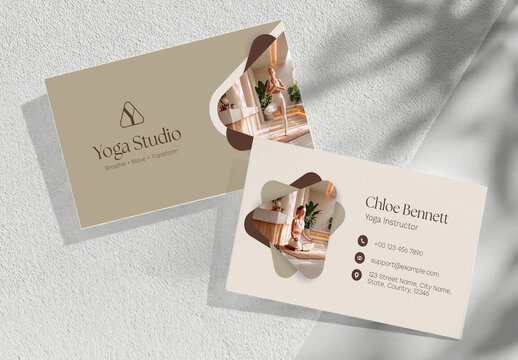 Modern Yoga Studio Business Card Template for Yoga Instructor, Wellness and Fitness Branding