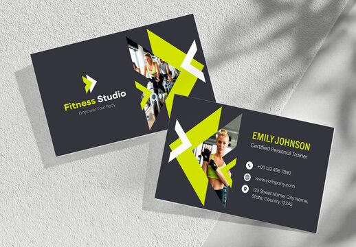 Fitness transformation motivation concept : Modern fitness business card branding design.