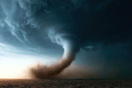 Dramatic Tornado Vortex in Rural Field
