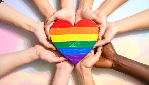 Unity Diversity Hands Holding Rainbow Heart