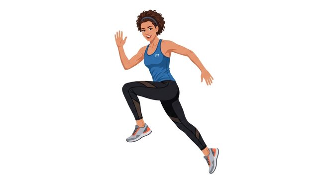 Dynamic illustration of a fit runner in motion, showcasing sprinting energy and athletic movement.