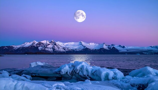 Tranquil Winter Sunset Over Frozen Lake