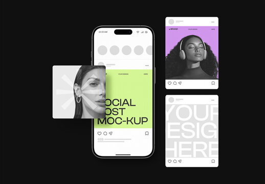 Modern Smartphone Social Media Post Mockup