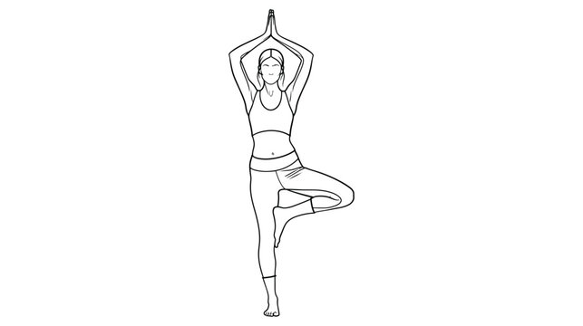 Yoga vector illustration of a woman standing