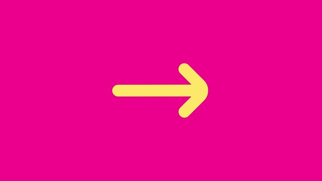 Minimalist yellow arrow animation on vibrant pink background, for ui and, motion pointer direction navigation