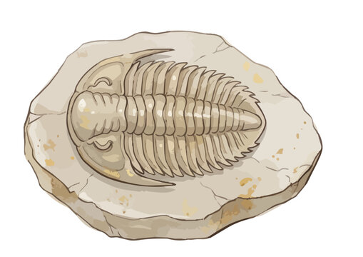 Realistic fossil illustration with rich stone texture, detailed ancient relic and striking natural appearance ／ シズル感のある化石のイラスト、リアルな石の質感と古代の趣を表現した存在感のある化石イラスト