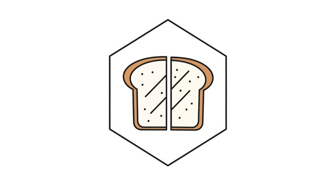 sliced bread in hexagon icon, food symbol