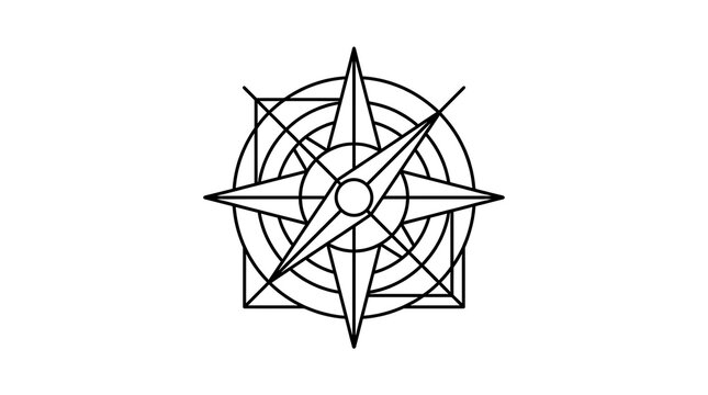 Modern line art compass icon. Minimalist navigation symbol for travel and business design.