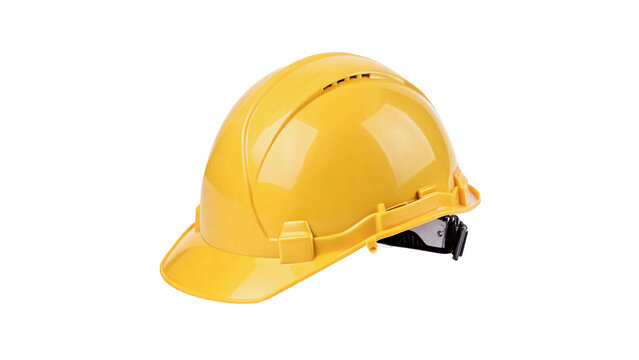 Standard orange safety hard hat construction helmet isolated on transparent background