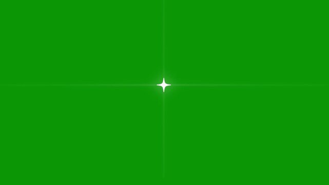 Glowing twinkle stars with sparkling glitter shine, magical white fairy animation, blinking cartoon doodle stars, seamless chroma key green screen background in. 4k