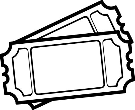 Una l&iacute;nea simple en blanco y negro de dos boletos de entrada en blanco apilados uno sobre otro