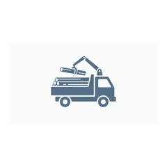 Obraz premium Blue Truck With Crane Icon Isolated On White Background