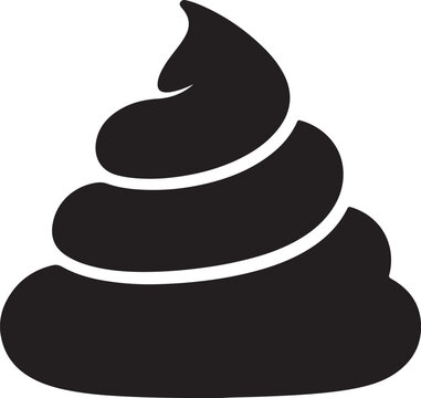 Black poop emoji icon isolated on a simple white background