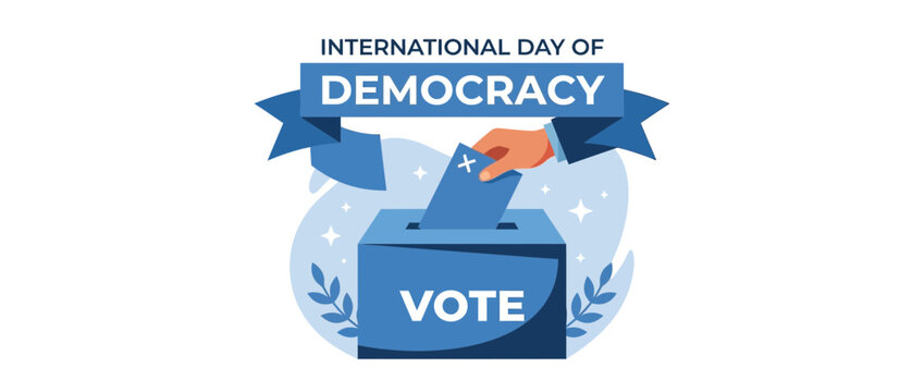 Hand casting vote into ballot box for democracy