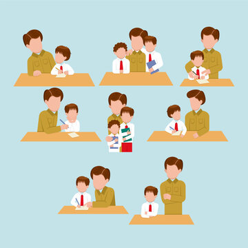Indonesian Elementary School Student And Teacher