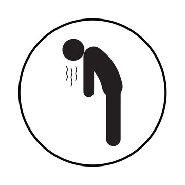 man vomit feeling icon silhouette vomit feeling illustration