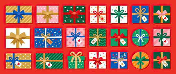 Assorted Gift Boxes with Ribbons and Tags