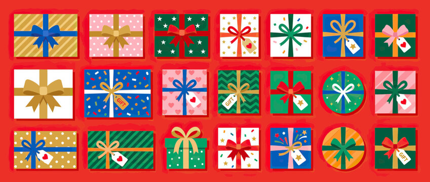 Assorted Gift Boxes with Ribbons and Tags