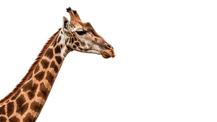 Wild African giraffe head profile isolated on transparent background for nature safari wildlife decoration © Anatoli
