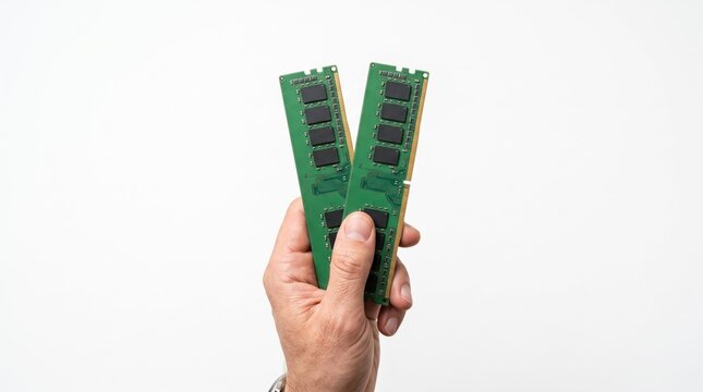 Two RAM modules held in hand