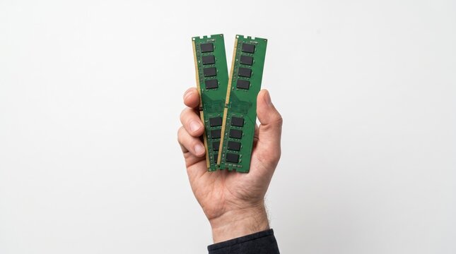 Two Computer RAM Modules in Hand