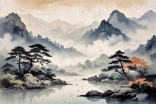 山水画 Images – Browse 1,969 Stock Photos, Vectors, and Video