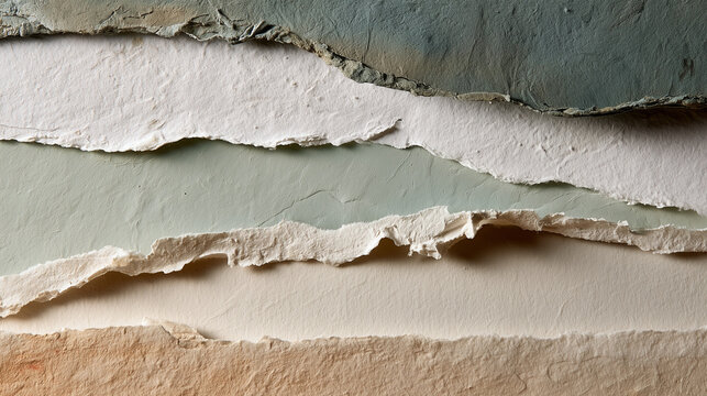 Torn Handmade Paper Layers Abstract Texture Background.
