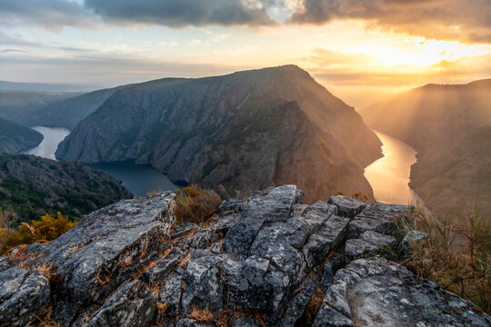 Sil River Canyon Nature Reserve in Ourese, Galicia, Spain, as seen from the Vilouxe do Sil viewpoint