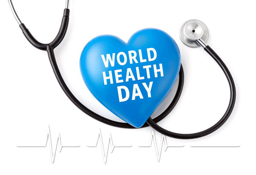 Heartshaped illustration with stethoscope for world health day celebration and medical awareness campaign