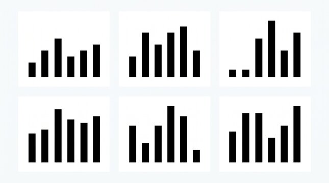 A structured grid of bar charts, symbolizing data, clarity, and insight, celebrating vertical bars and distributions as timeless emblems of analytics and visualization.