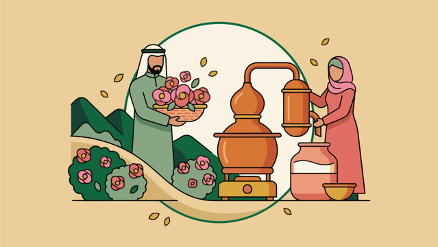 Cultural scene of traditional Saudi practices with man and woman