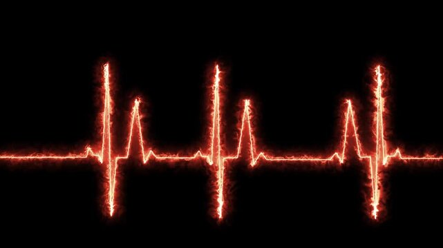 Lootable EKG/ECG cardiogram oscilloscope monitor heartbeat line chart shows 60 BPM heart rate on black background with grid 4k video animation
