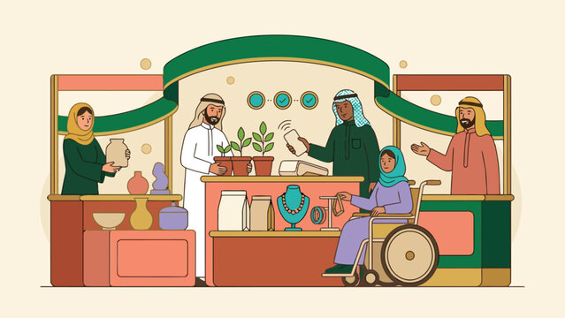 Market scene during Saudi National Day showcasing cultural diversity and trade