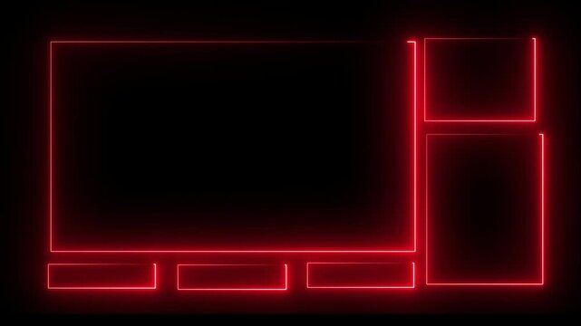 Live streaming Frame - animated red neon overlay frame with text for live streaming and overlay animation for live streaming video Titles 4k