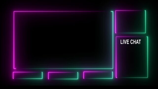 Live streaming Frame - animated red neon overlay frame with text for live streaming and overlay animation for live streaming video Titles 4k