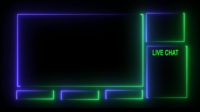 Live streaming Frame - animated red neon overlay frame with text for live streaming and overlay animation for live streaming video Titles 4k