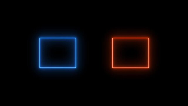 Neon circle loading icon animation glowing red and blue bar round shape processing rotation circular reset icon sign symbol on black background