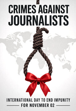 Noose with a red bow symbolizing crimes against journalists and end impunity campaign event