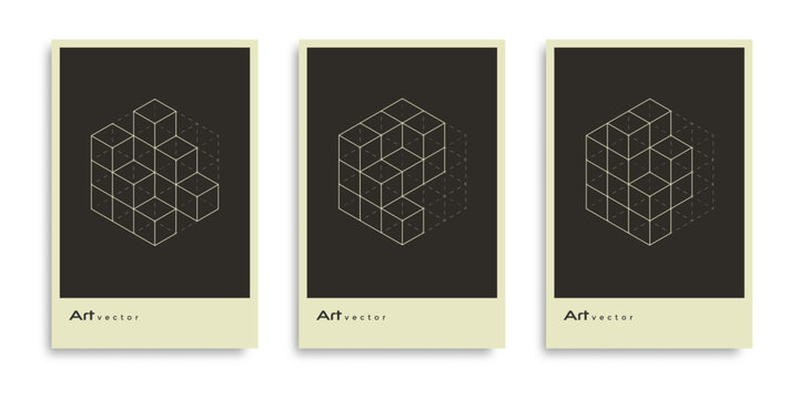 Abstract poster template. Set of isometric figures. Modern Covers Design. Engineering figures for construction. Vector illustration.