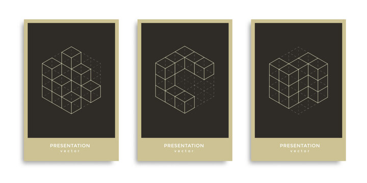 Engineering figures for construction. Abstract poster template. Set of isometric figures. Modern Covers Design. Vector illustration.