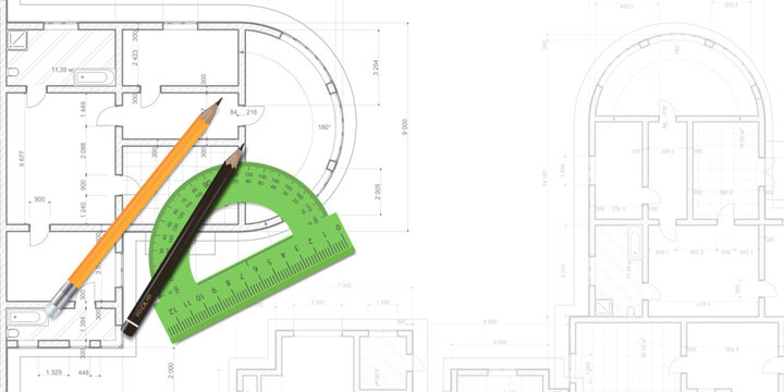 Architectural plan .House plan project .Engineering design .Industrial construction of houses .Vector illustration .