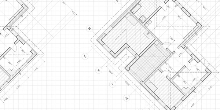 Architectural plan .House plan project .Engineering design .Industrial construction of houses .Vector illustration .