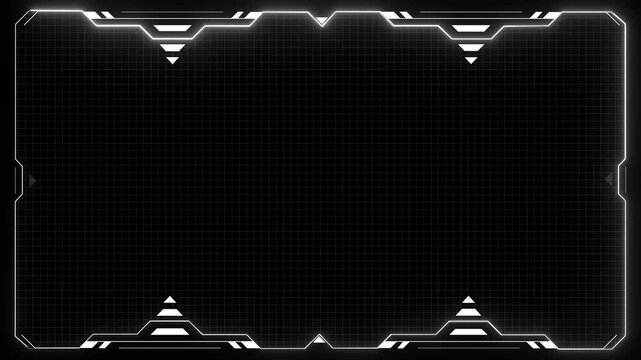 Futuristic digital HUD cyber frame technology for video overlay templates.Digital HUD futuristic motion graphic element cyber generated background. security hologram frame border 4k background.