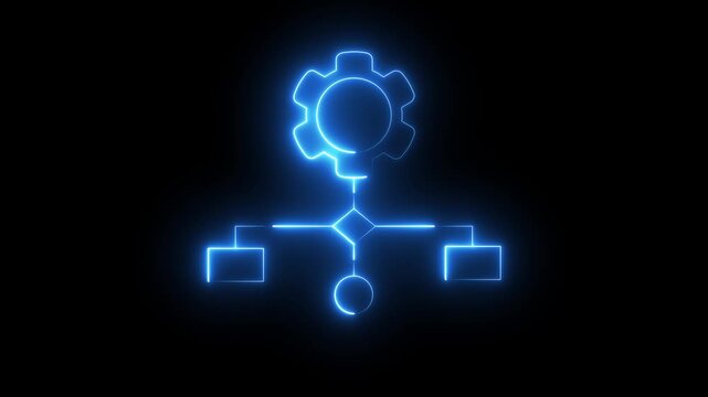 Business efficiency concept, how much a company or organization can produce as it relates to time, neon dollar sing workflow optimization icon isolated on transparent background 4k .