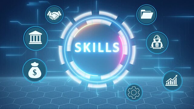 Skills . The activity of providing storage space and access for websites. Business, modern technology, internet and networking concept. Patented Patent Copyright Law Business technology concept.