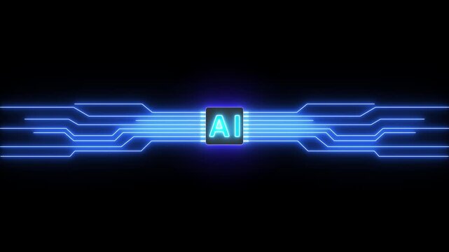 AI Technology Innovation concept.Motion graphic of digital AI logo with futuristic technology . Chat with AI or artificial intelligence technology circuit board, microchip, Futuristic Screen on 4k AI