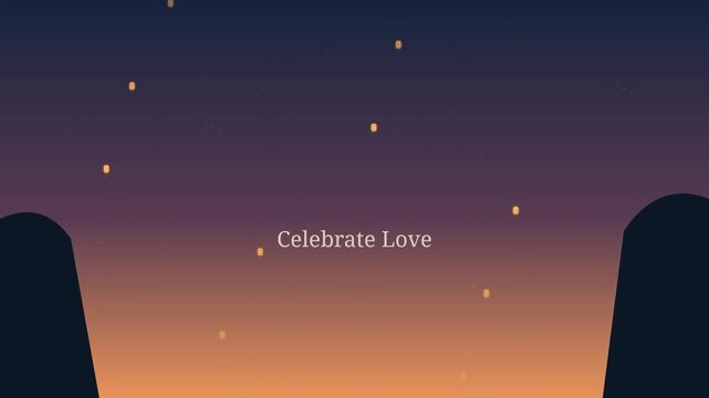 Lantern Celebration Skyline &ndash; Celebrate Love Wedding Motion Background
