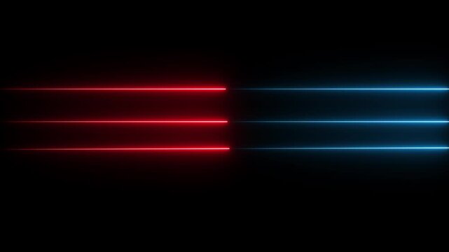 Abstract glowing rainbow colour neon lines cyan and red neon line moving on background. Neon Light Line Technology icon on black background